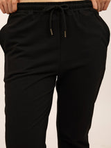 Women's Black Casual Regular Fit Solid Trackpant
