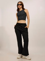 Women's Black Casual Regular Fit Solid Trackpant