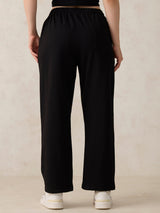 Women's Black Casual Wide Leg Printed Trackpant