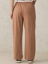 Women's Brown Casual Wide Leg Solid Trackpant