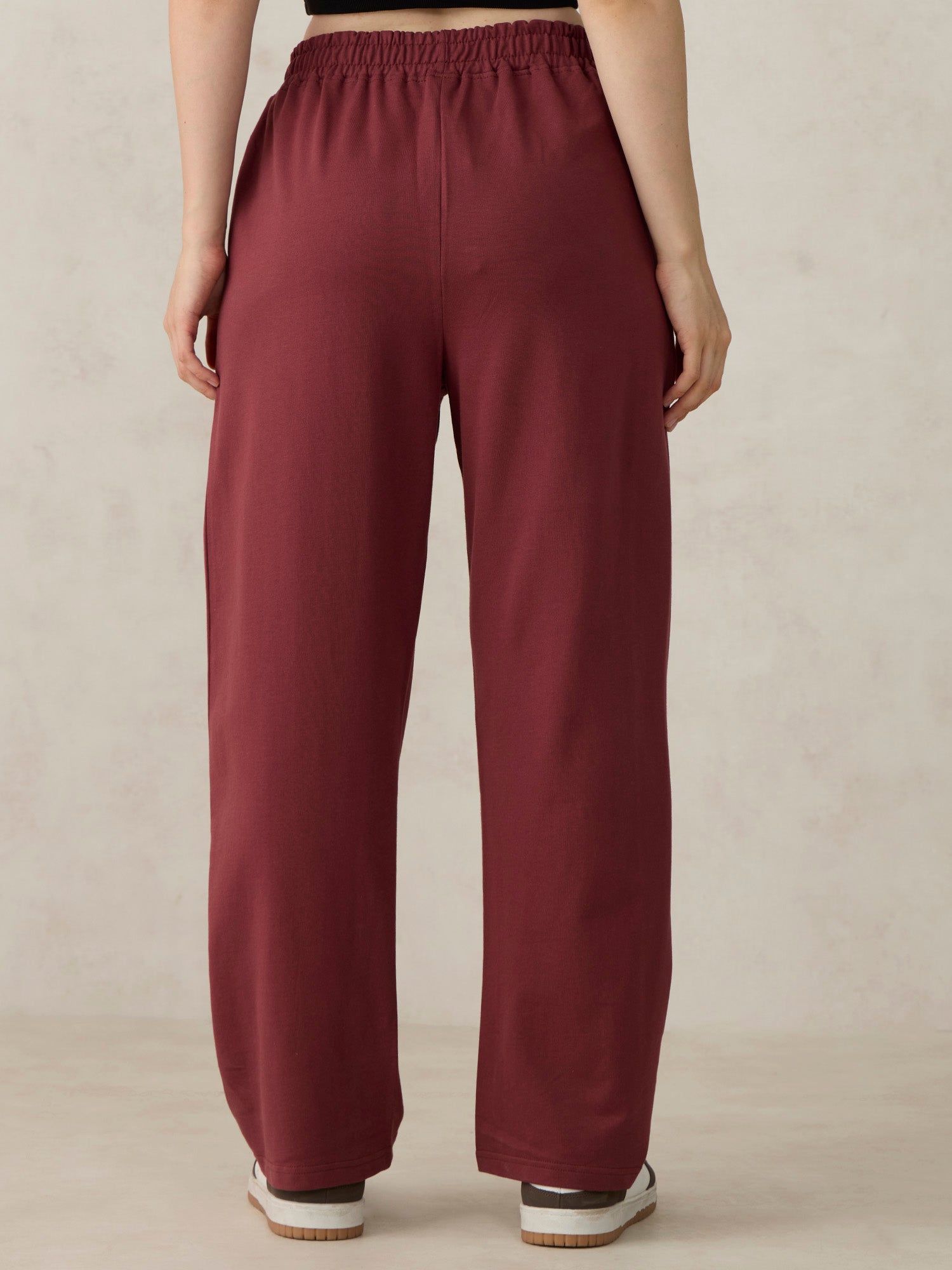 Women's Brown Casual Wide Leg Solid Trackpant