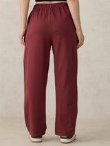 Women's Brown Casual Wide Leg Solid Trackpant