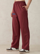Women's Brown Casual Wide Leg Solid Trackpant