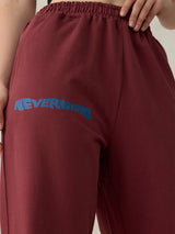 Women's Brown Casual Wide Leg Solid Trackpant