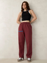 Women's Brown Casual Wide Leg Solid Trackpant