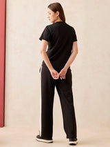 Women's Black T-Shirt and Trouser Co-Ords Set