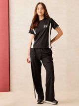 Women's Black T-Shirt and Trouser Co-Ords Set