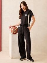 Women's Black T-Shirt and Trouser Co-Ords Set