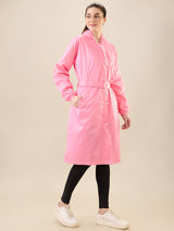 Women's Pink Button Raincoat
