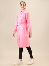 Women's Pink Button Raincoat