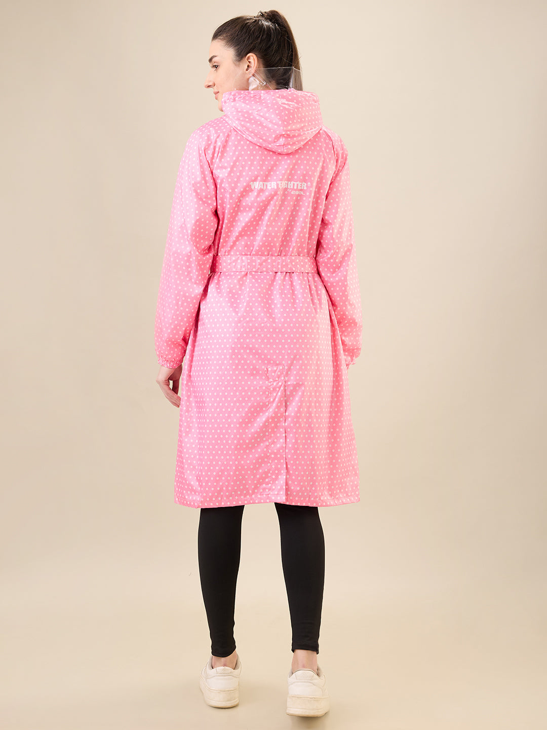 Women's Pink Button Raincoat