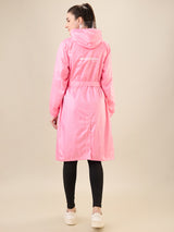 Women's Pink Button Raincoat