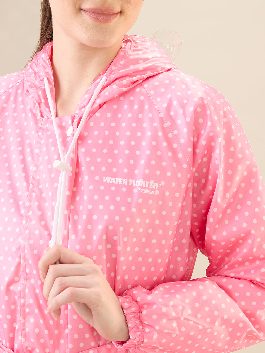 Women's Pink Button Raincoat