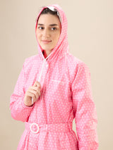 Women's Pink Button Raincoat