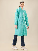 Women's Green Button Raincoat