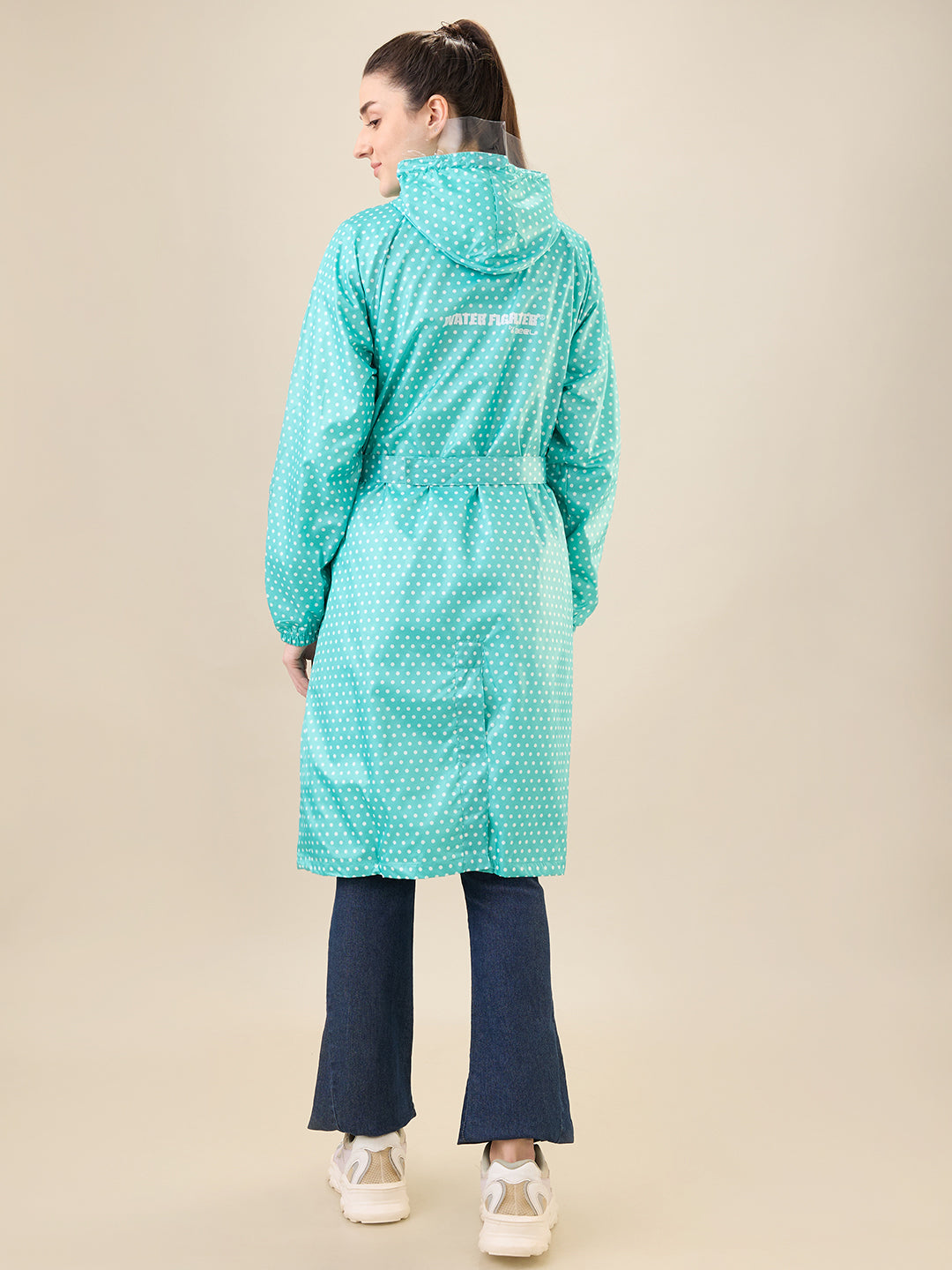 Women's Green Button Raincoat