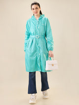 Women's Green Button Raincoat