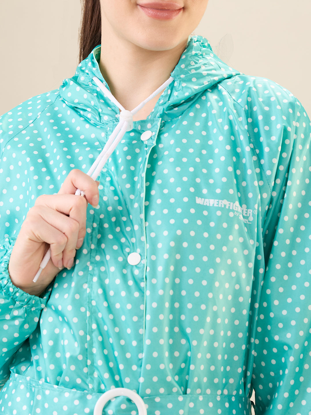 Women's Green Button Raincoat