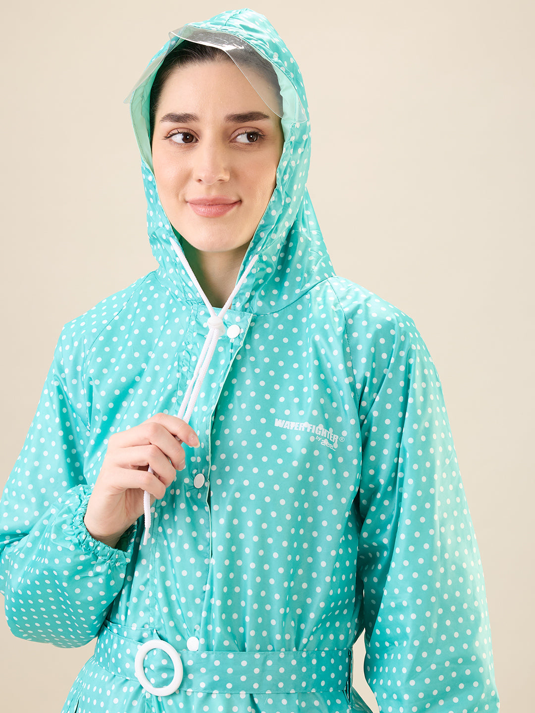 Women's Green Button Raincoat
