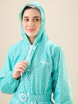 Women's Green Button Raincoat