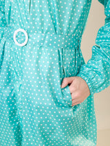 Women's Green Button Raincoat