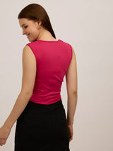 Women's Pink Party Skinny Fit Solid Top