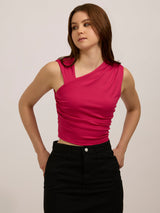 Women's Pink Party Skinny Fit Solid Top