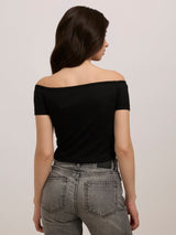 Women's Black Casual Fitted Solid Top