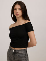 Women's Black Casual Fitted Solid Top
