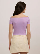 Women's Purple Casual Fitted Solid Top