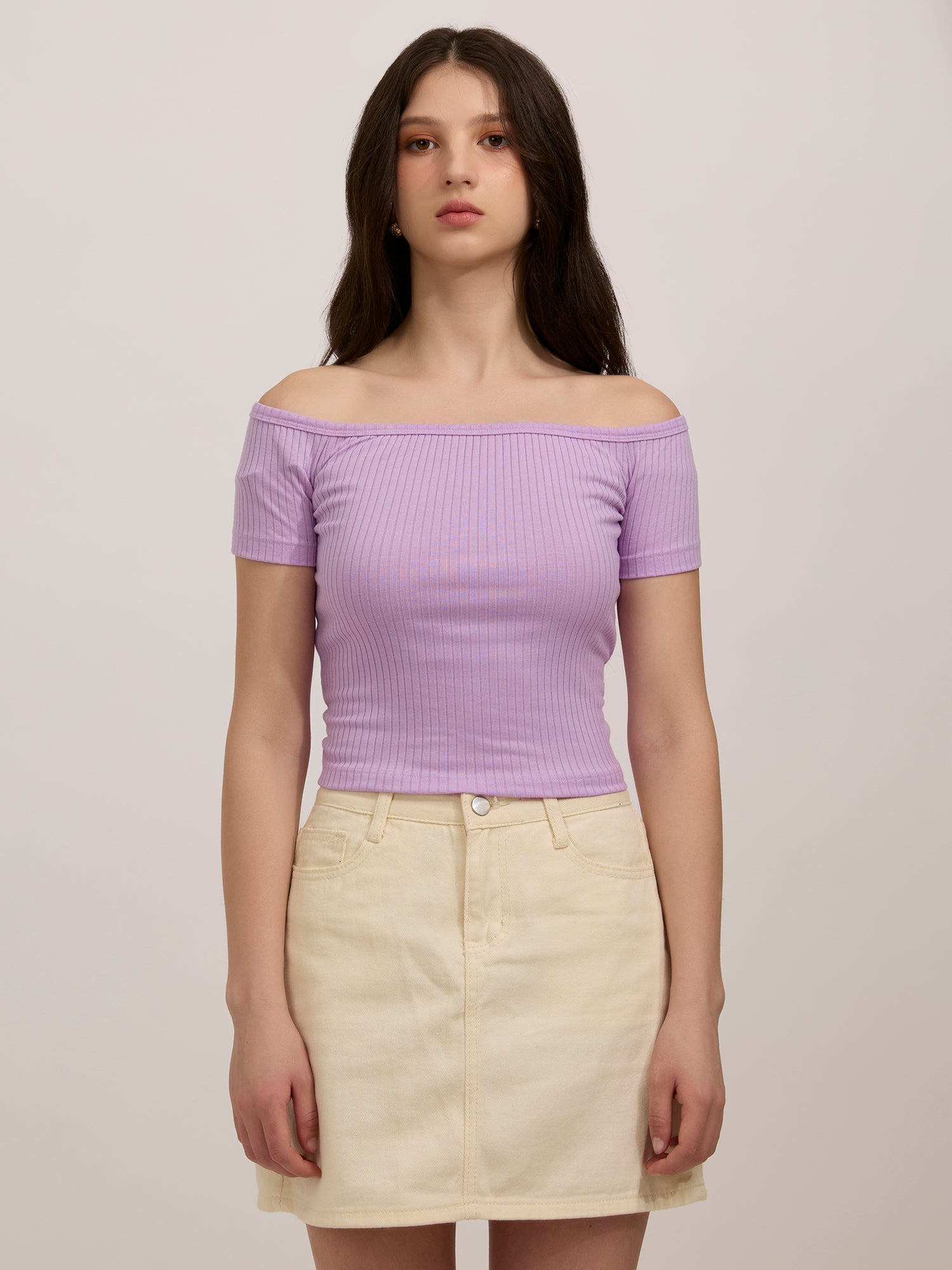 Women's Purple Casual Fitted Solid Top