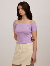 Women's Purple Casual Fitted Solid Top