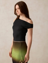 Women's Black Casual Skinny Fit Solid Top