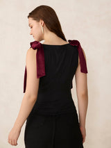 Women's Black Party Solid Sleeveless Top