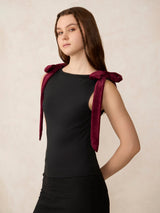 Women's Black Party Solid Sleeveless Top