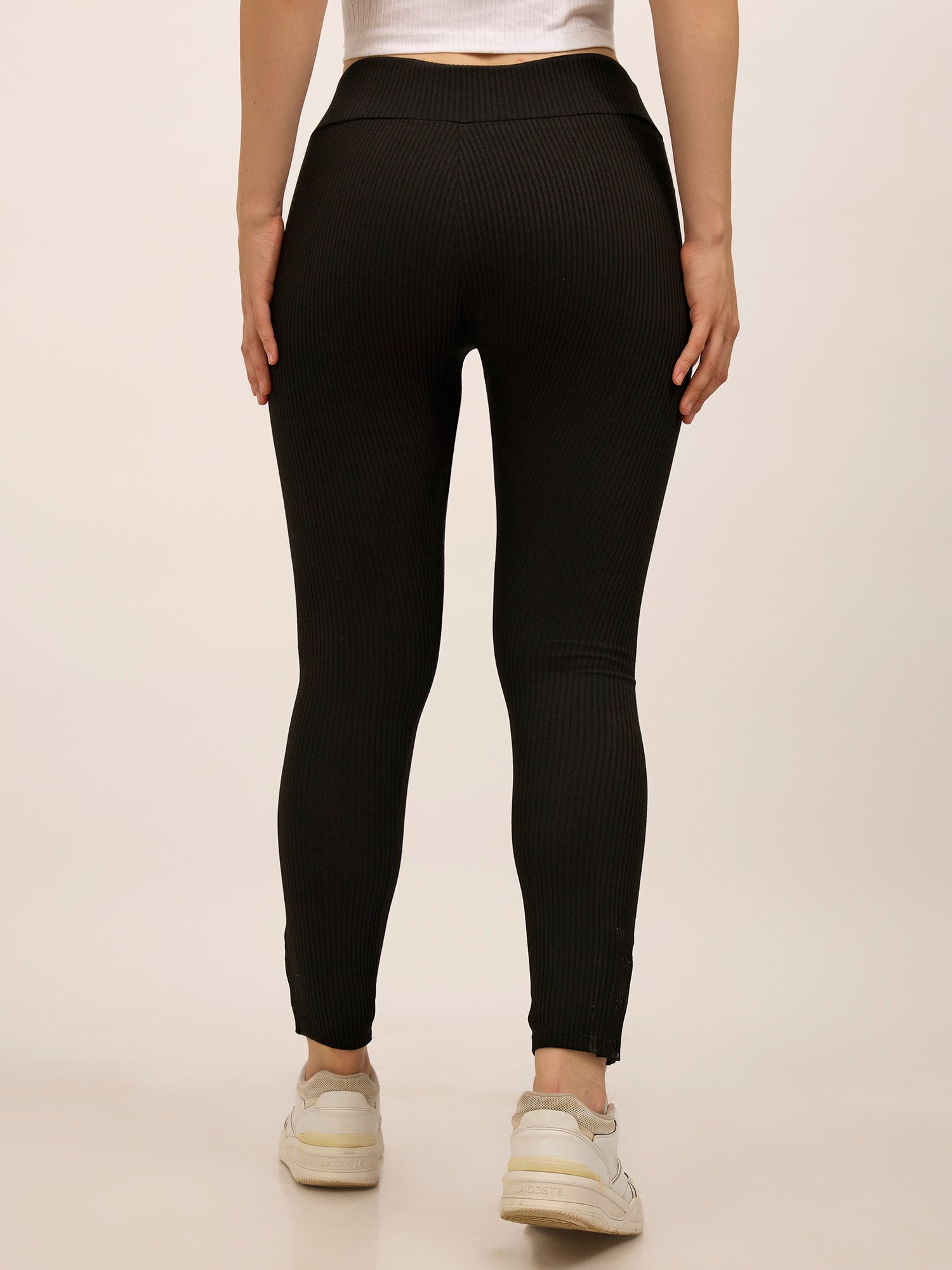 Women's Black Sports Slim Fit Solid Trouser