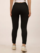 Women's Black Sports Slim Fit Solid Trouser