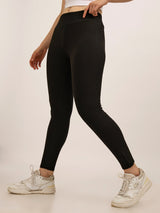 Women's Black Sports Slim Fit Solid Trouser