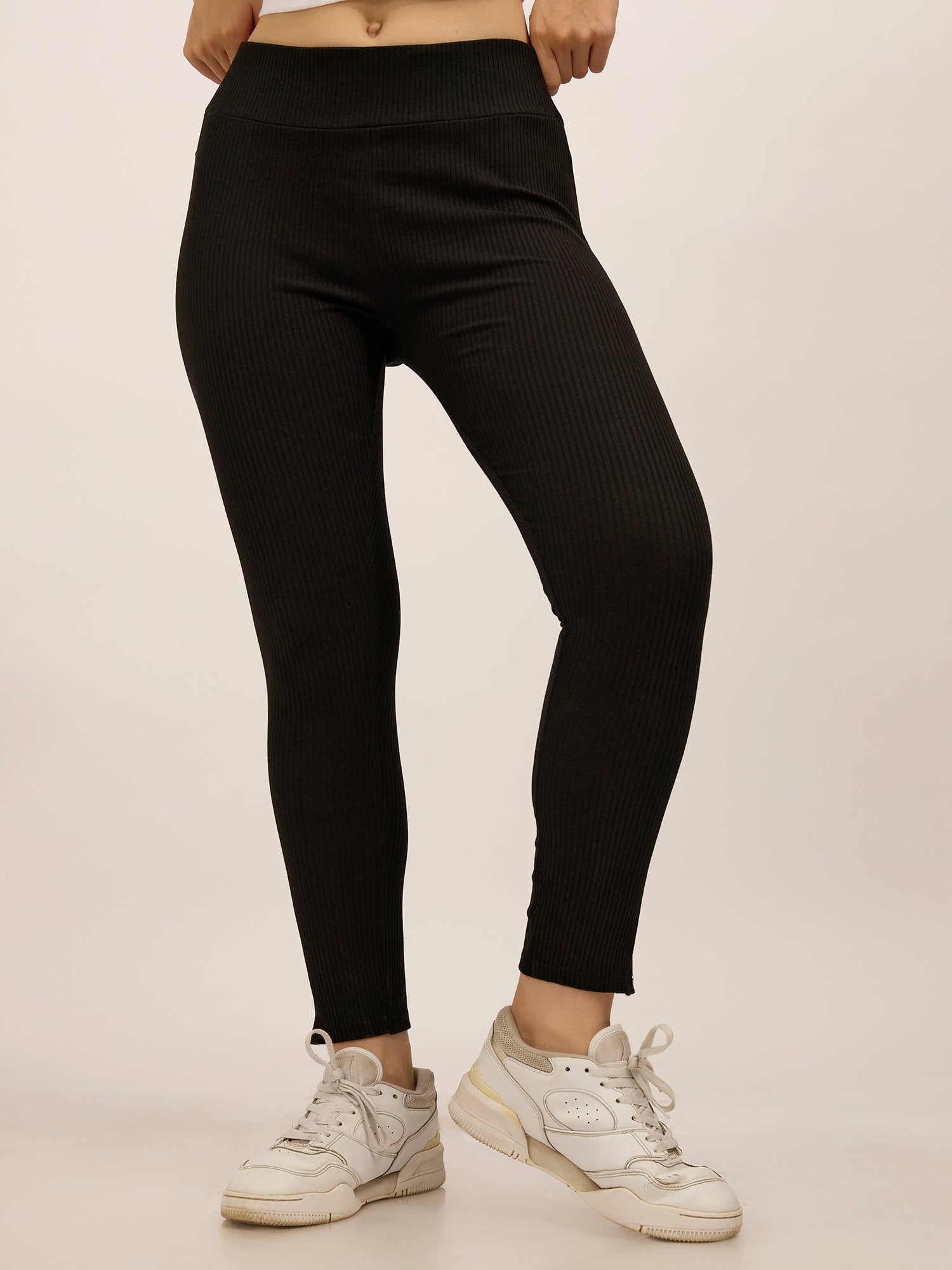 Women's Black Sports Slim Fit Solid Trouser