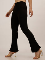 Women's Black Casual Regular Fit Solid Trouser