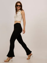 Women's Black Casual Regular Fit Solid Trouser
