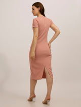 Women's Pink Casual Bodycon Solid Dress