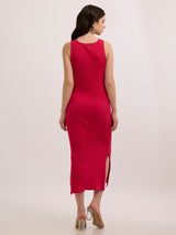 Women's Pink Casual Bodycon Solid Dress