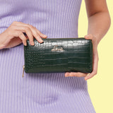 Women's Green Casual Textured Wallet