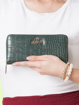 Women's Green Casual Textured Wallet