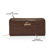 Women's Brown Casual Textured Wallet