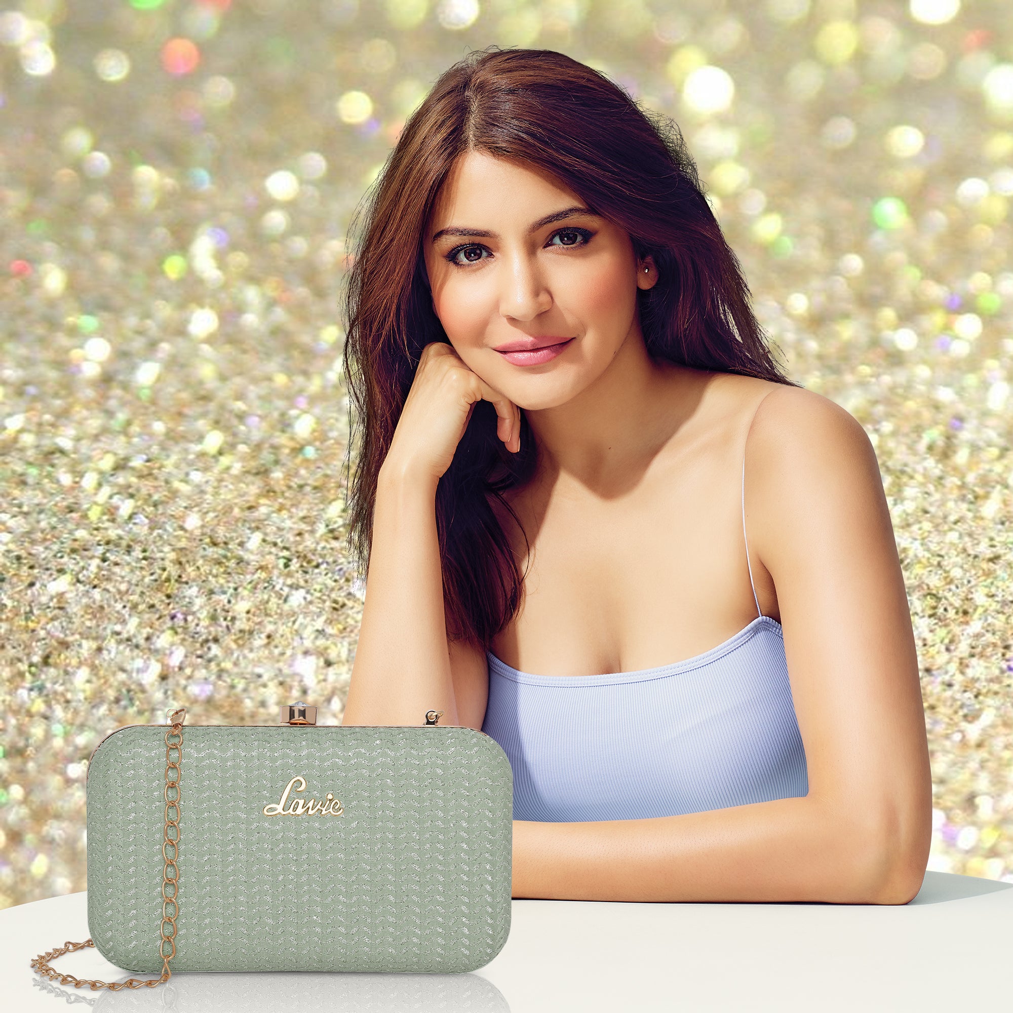 Women's Green Party Solid Clutch
