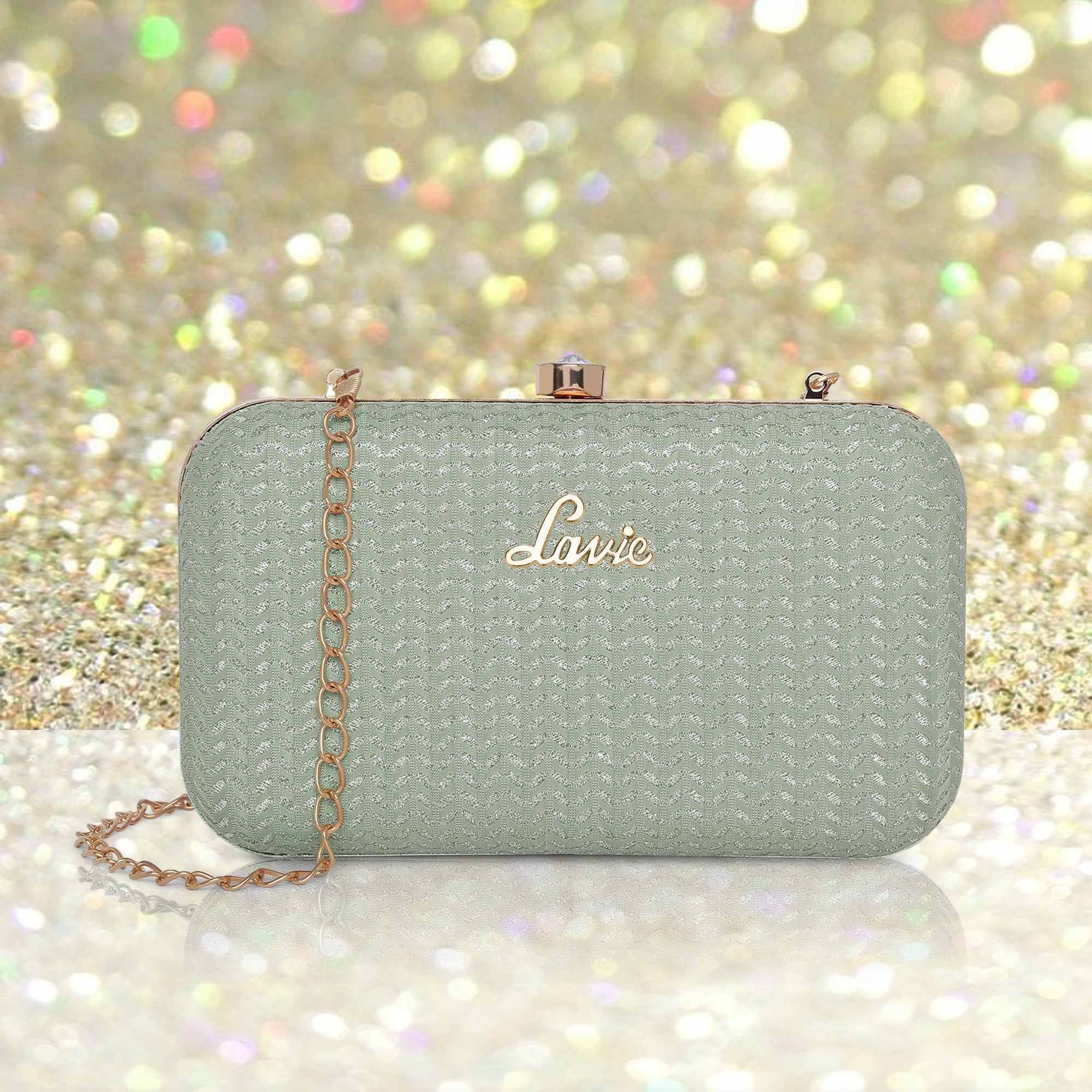 Women's Green Party Solid Clutch