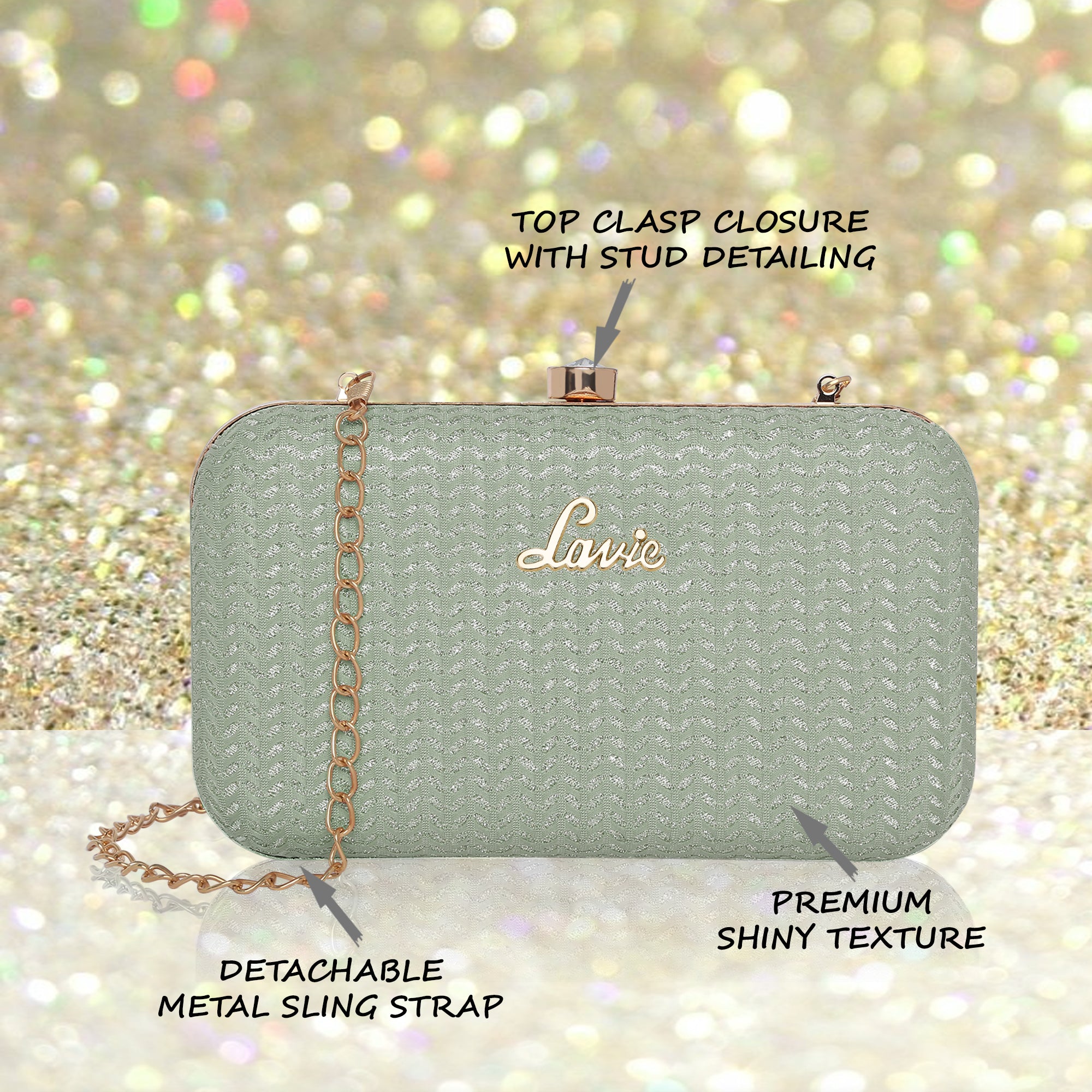 Women's Green Party Solid Clutch
