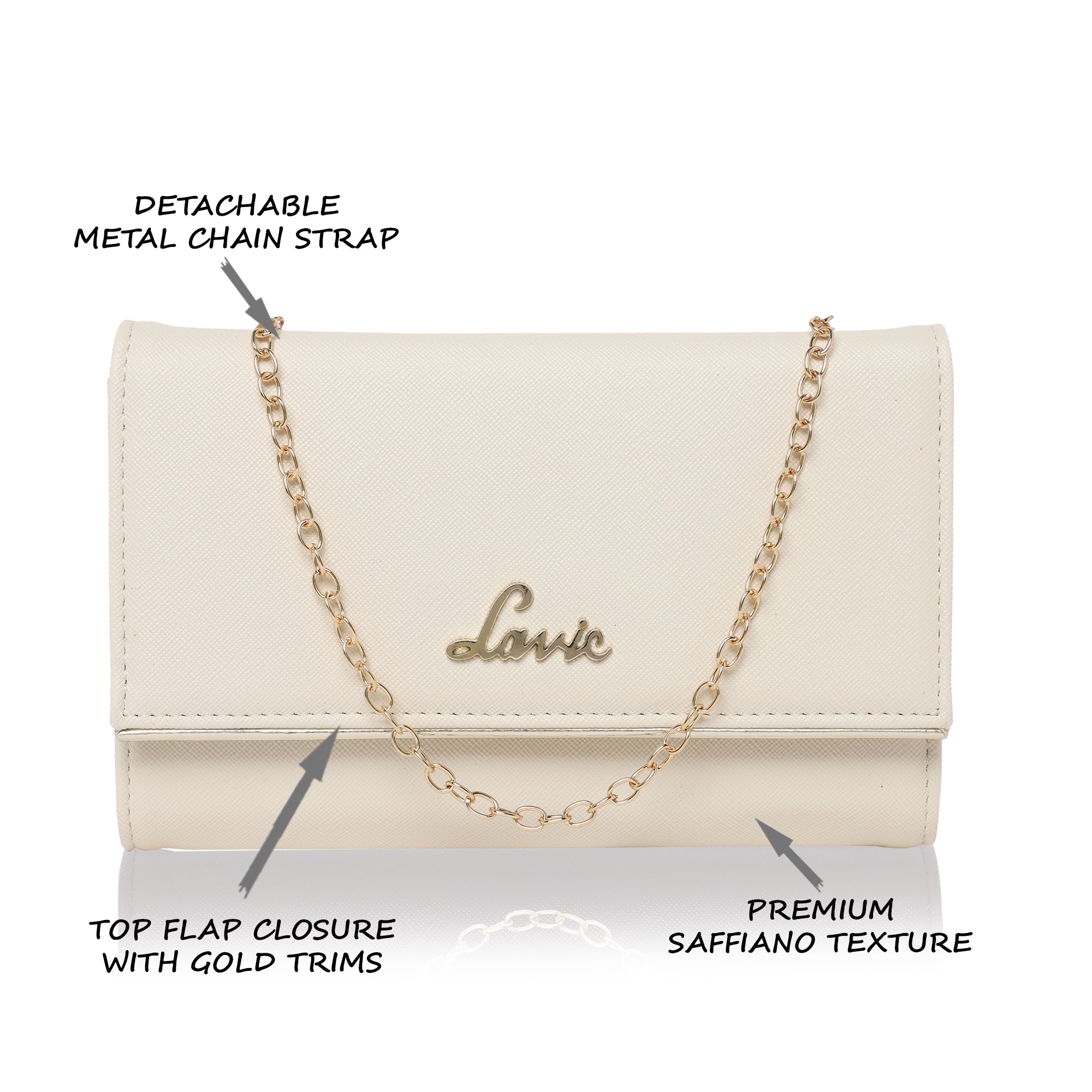 Women's Off White Party Solid Clutch